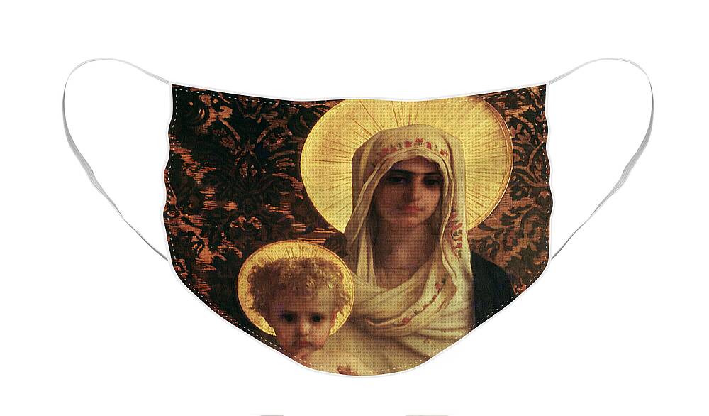 Herbert Face Mask featuring the painting Virgin and Child by Antoine Auguste Ernest Herbert