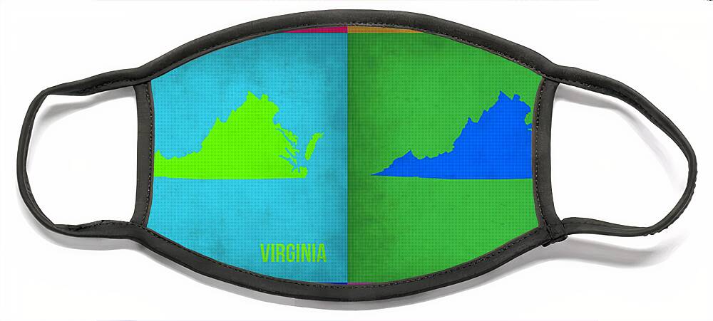 Virginia Map Face Mask featuring the painting Virginia Pop Art Map 1 by Naxart Studio