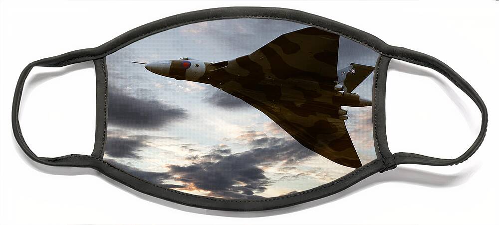Vulcan Bomber Xh558 Face Mask featuring the digital art Vulcan Icon by Airpower Art
