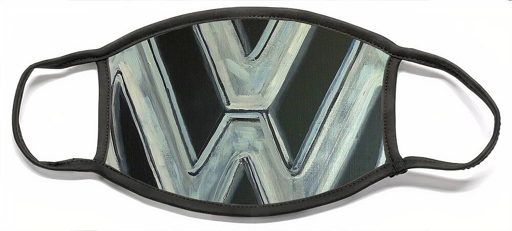 Vw Face Mask featuring the painting VW Logo Chrome by Richard Le Page