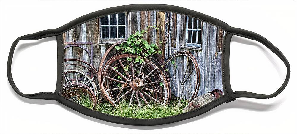 Wheels Face Mask featuring the photograph Wagon Wheels in Color by Crystal Nederman