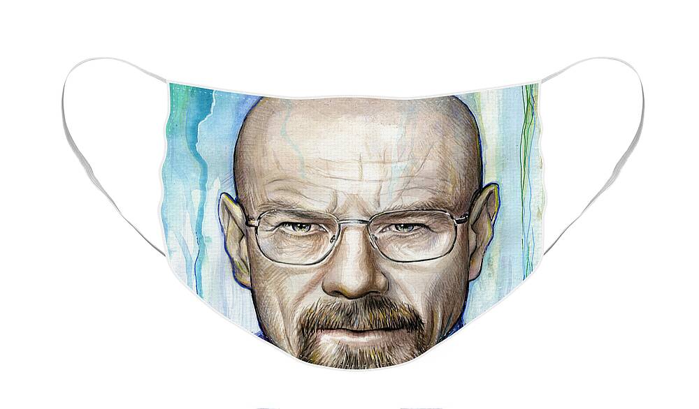 Breaking Bad Face Mask featuring the painting Walter White - Breaking Bad by Olga Shvartsur