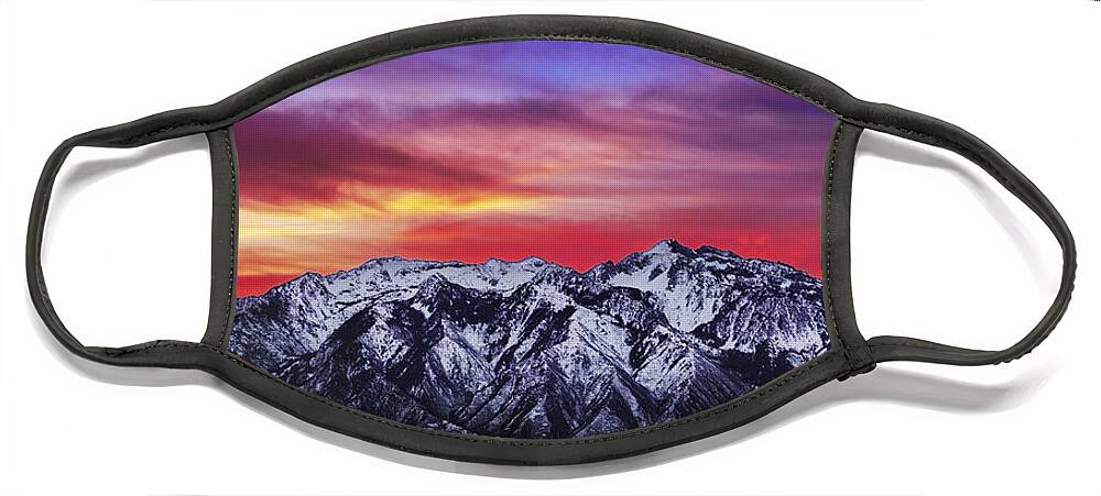 Sky Face Mask featuring the photograph Wasatch Sunrise 2x1 by Chad Dutson