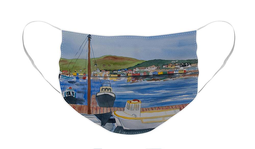 Ireland Face Mask featuring the painting Watercolor - Dingle Ireland by Cascade Colors
