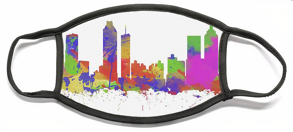 Atlanta Face Mask featuring the photograph Watercolor print of the skyline of Atlanta Georgia by Chris Smith