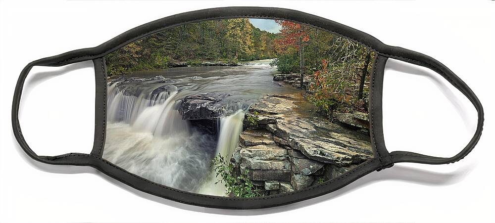 Tim Fitzharris Face Mask featuring the photograph Waterfall Mulberry River Arkansas by Tim Fitzharris