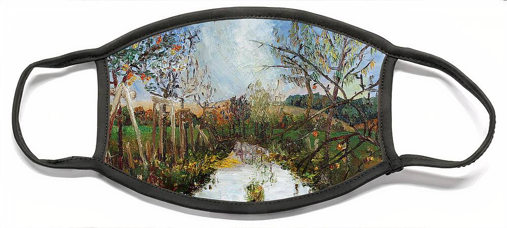 Fruit Tree Face Mask featuring the painting Way Near Beselin After The Rain by Barbara Pommerenke