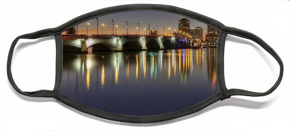 Clouds Face Mask featuring the photograph West Palm Beach at Night by Debra and Dave Vanderlaan