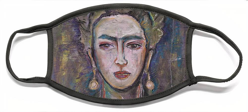 Frida Face Mask featuring the painting What. Love For Frida 2013 by Laurie Maves ART