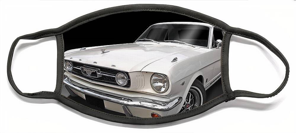 Ford Mustang Face Mask featuring the photograph White 1966 Mustang by Gill Billington