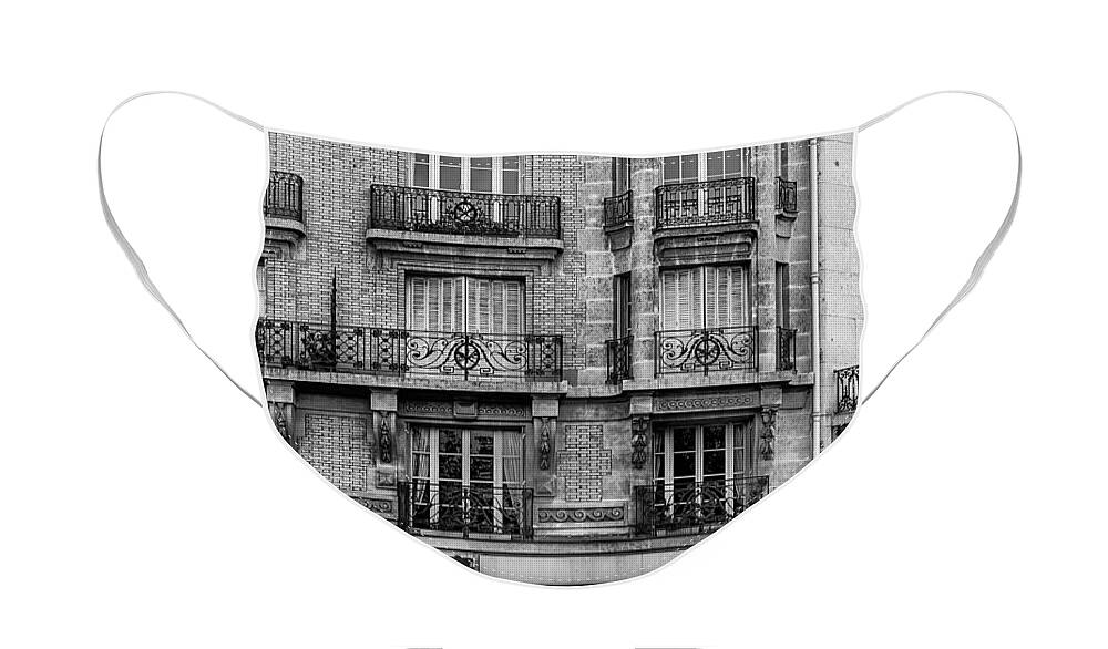 Paris Face Mask featuring the photograph White Car in Paris by Nigel R Bell