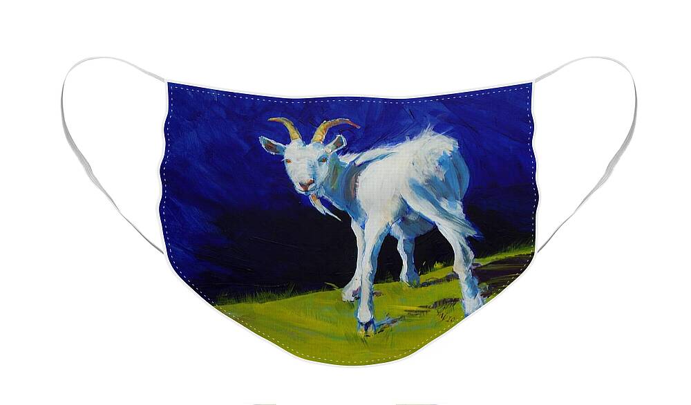 White Face Mask featuring the painting White Goat Painting by Mike Jory