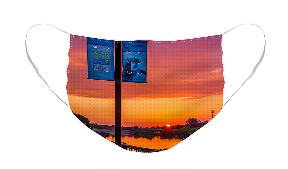 Indiana Face Mask featuring the photograph White River Sunset by Ron Pate