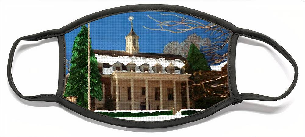 Northeastern Face Mask featuring the painting Whittle Hall in the Winter by Bruce Nutting