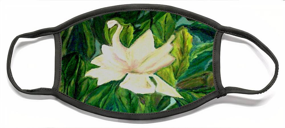 Flower Face Mask featuring the painting Williamsburg Magnolia by Suzanne Berthier