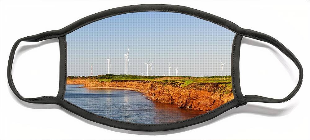 Windmills Face Mask featuring the photograph Wind turbines on atlantic coast 2 by Elena Elisseeva