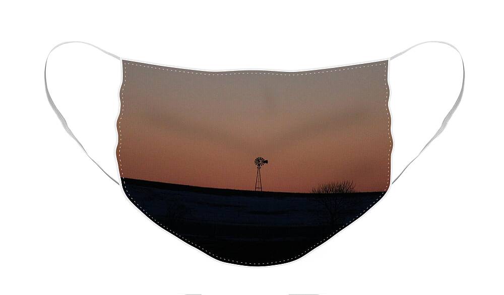 Windmill Face Mask featuring the photograph Windmill at Sunset by Ann E Robson