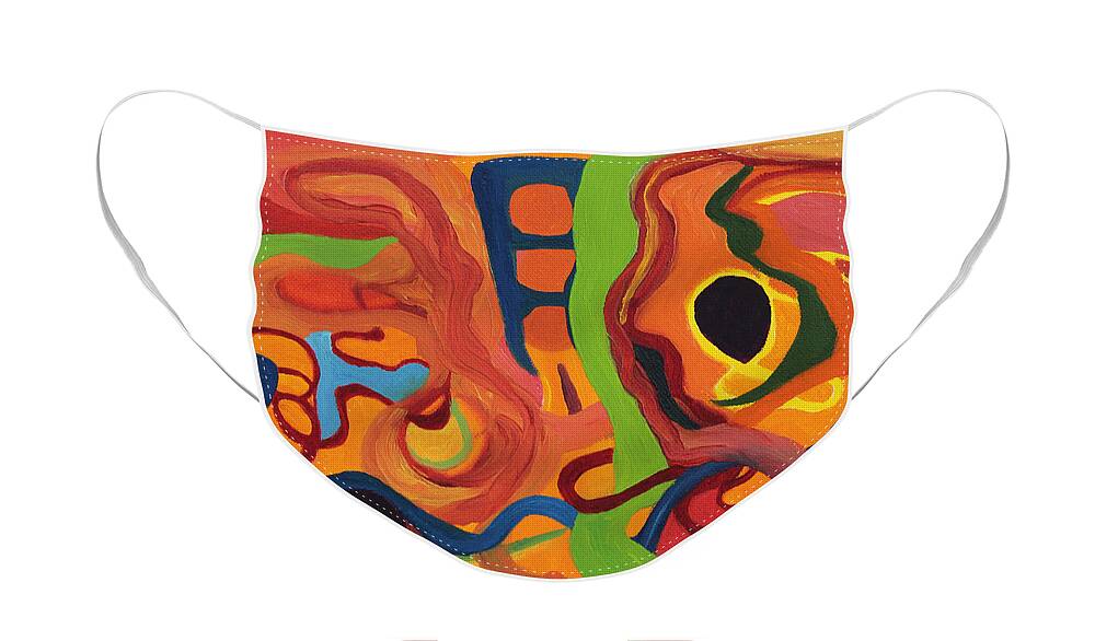 Abstract Face Mask featuring the painting Windy City by Annette M Stevenson