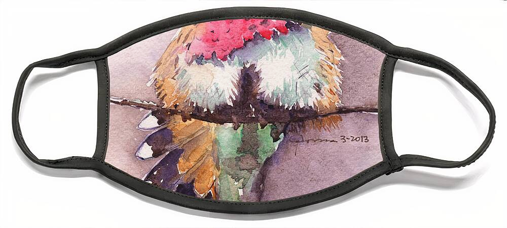 Hummingbird Face Mask featuring the painting Wine-throated Hummingbird by Claudia Hafner