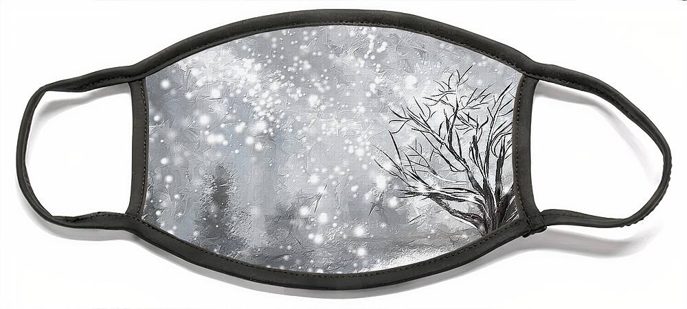 Four Seasons Face Mask featuring the painting Winter- Four Seasons Painting by Lourry Legarde