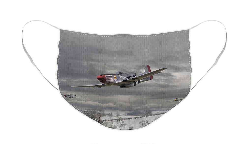 Aircraft Face Mask featuring the digital art Winter Freedom by Pat Speirs