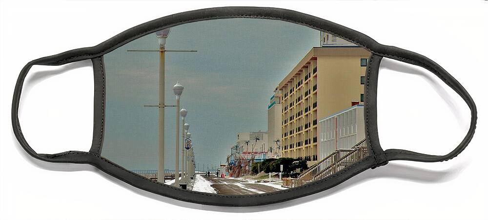 Boardwalk Face Mask featuring the photograph Winter On the Boardwalk in Ocean City Maryland by Kim Bemis