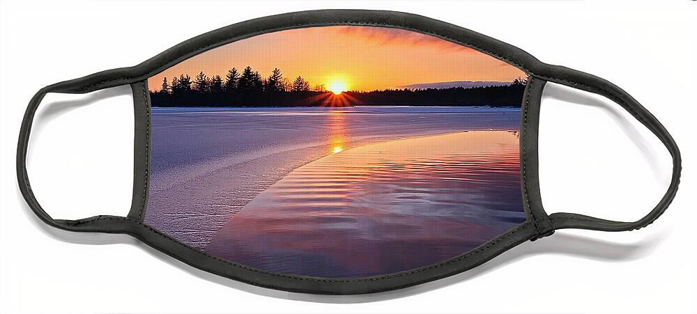 Bellamy Reservoir Face Mask featuring the photograph Winter Sunset Dover NH by Jeff Sinon