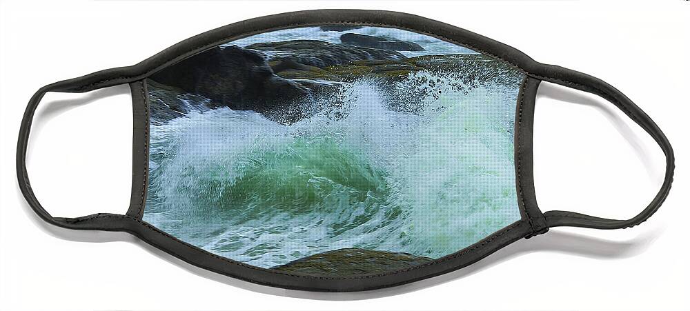 Seascape Face Mask featuring the photograph Winter Wave by Jeanette French
