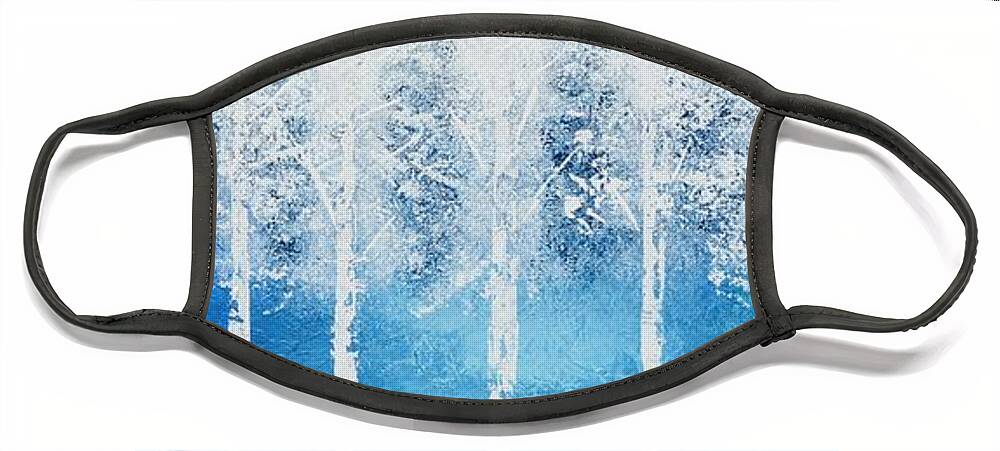 White Trees Face Mask featuring the painting Wintry Mix by Linda Bailey