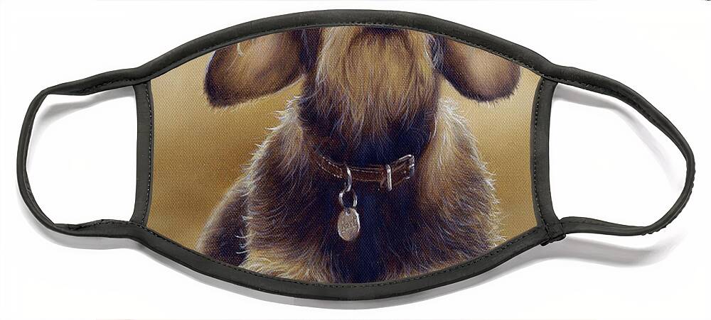 Dog Paintings Face Mask featuring the painting Wire Haired Dachshund by John Silver