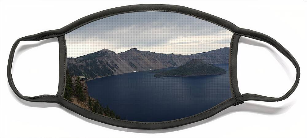 Crater Face Mask featuring the photograph Wizard Island - Crater Lake National Park by Beth Collins