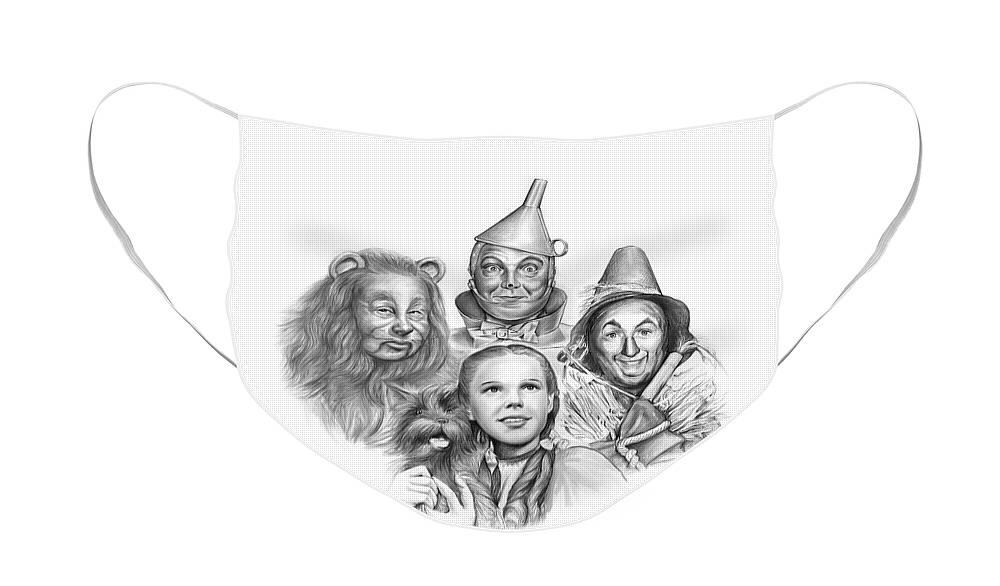 Wizard Of Oz Face Mask featuring the drawing Wizard of Oz by Greg Joens