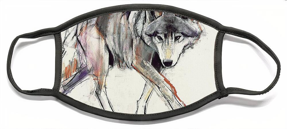 Wolf Face Mask featuring the painting Wolf by Mark Adlington