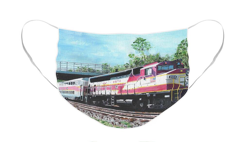 Mbta Face Mask featuring the painting Worcester Bound T Train by Cliff Wilson