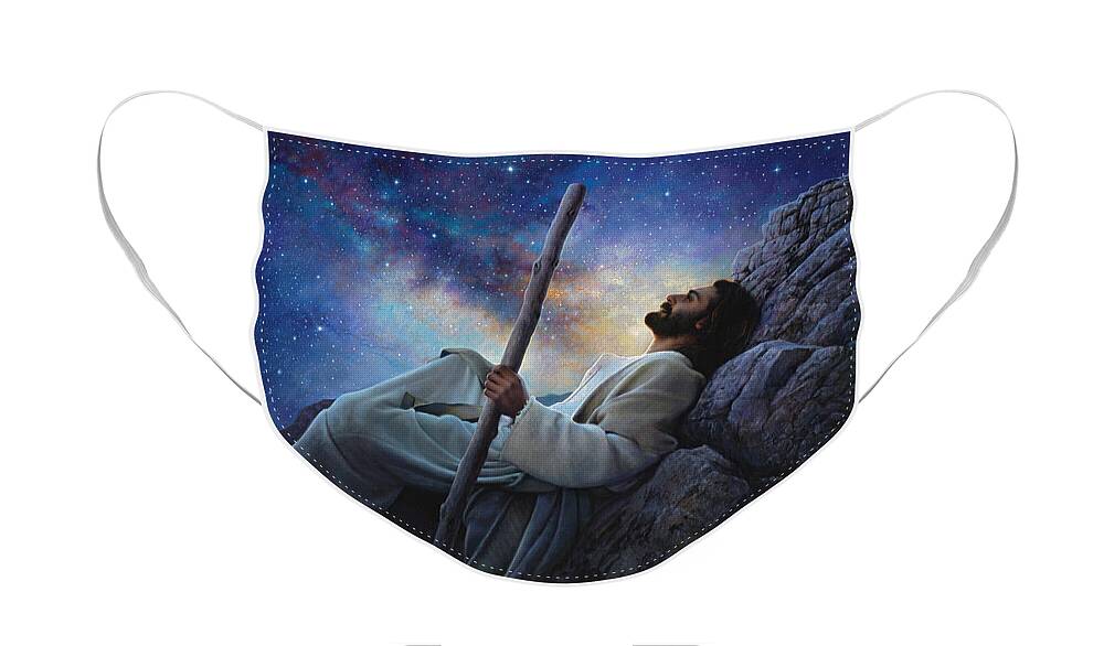 #faaAdWordsBest Face Mask featuring the painting Worlds Without End by Greg Olsen