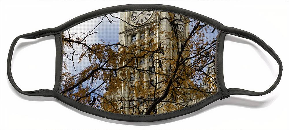 Wrigley Face Mask featuring the photograph Wrigley Building in Autumn by Leslie Leda