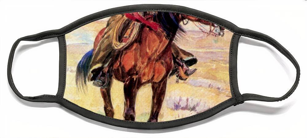 Occupation Face Mask featuring the painting Wyoming Cowgirl, 1907 by Science Source