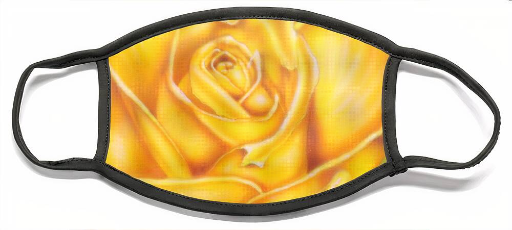 Darren Face Mask featuring the painting Yellow Rose of Texas by Darren Robinson