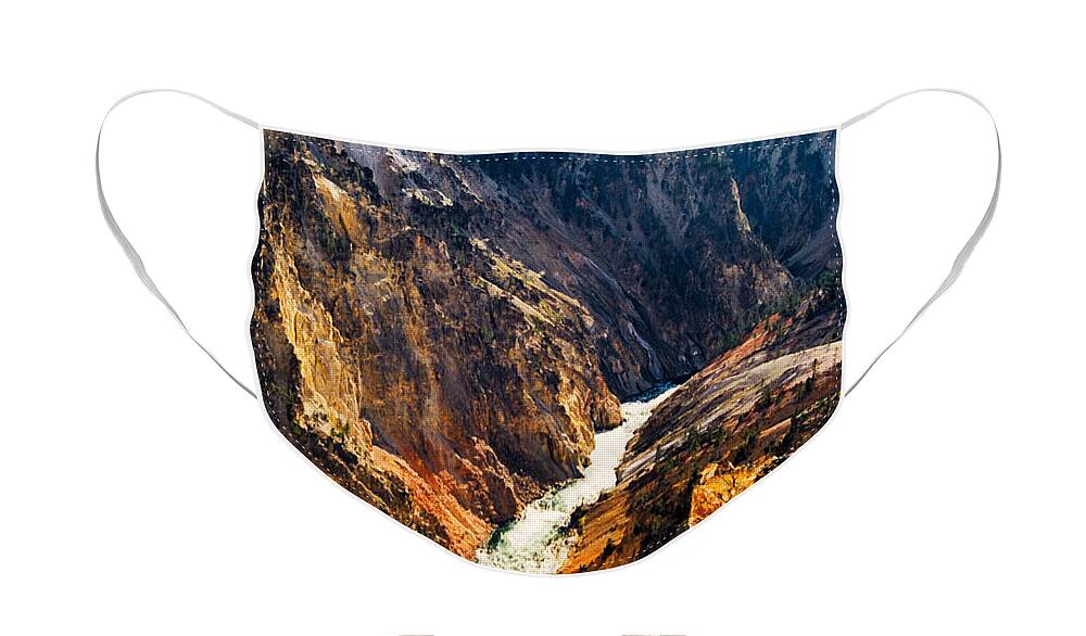 Yellowstone Face Mask featuring the photograph Yellowstone River by Kathy McClure