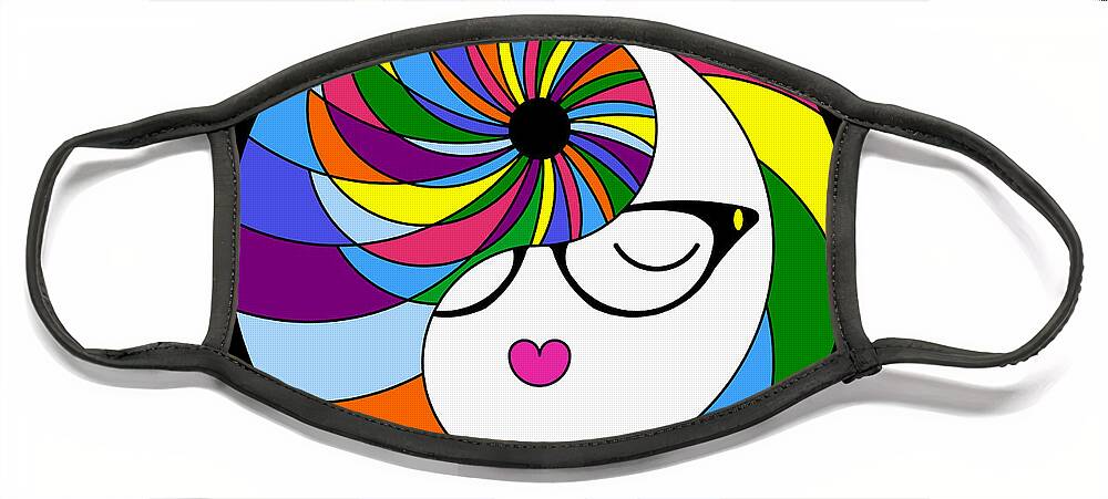 Colorful Face Mask featuring the digital art Yin Yang Crown 2 by Randall J Henrie