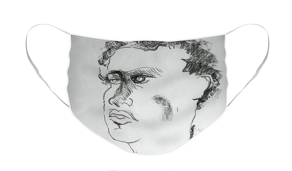 Warrior Face Mask featuring the drawing Vigilance by Rosanne Licciardi