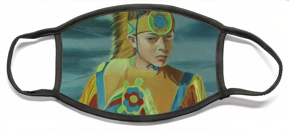 Native American Face Mask featuring the painting Youth by Jill Ciccone Pike
