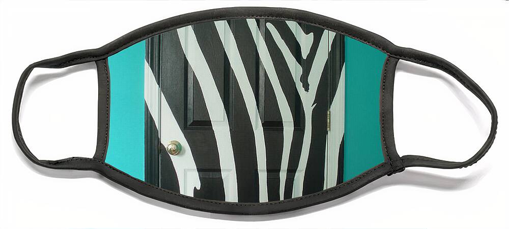 Acrylic Paint On Wood Face Mask featuring the painting Zebra Stripe Mural - Door Number 1 by Sean Connolly