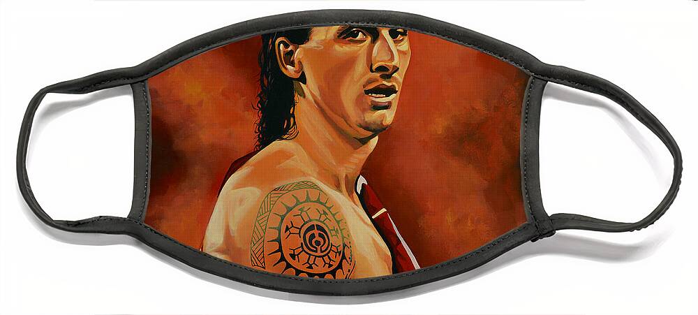 Zlatan Ibrahimovic Face Mask featuring the painting Zlatan Ibrahimovic Painting by Paul Meijering