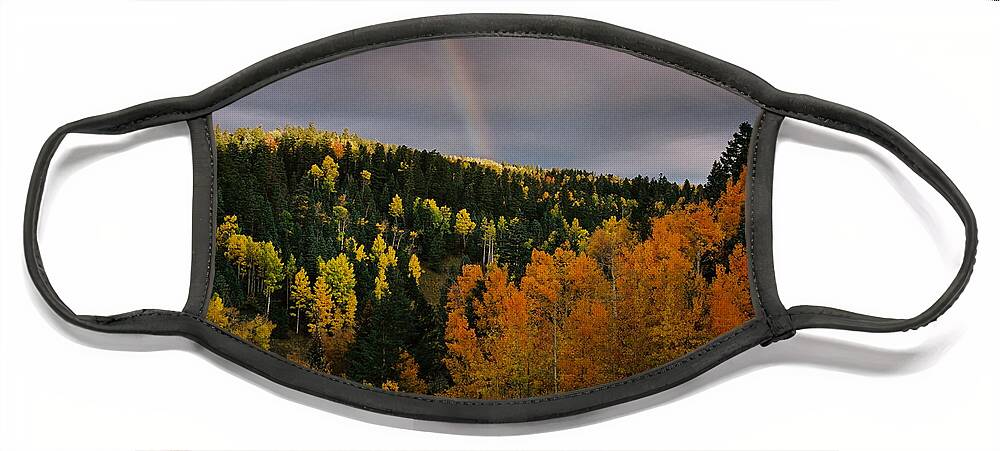 Red River Face Mask featuring the photograph Autumn Rainbow by Ron Weathers