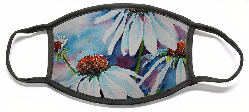 Flowers Face Mask featuring the painting Coneflower by Ruth Kamenev