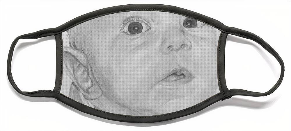 Baby Face Mask featuring the drawing Teagan #1 by Quwatha Valentine