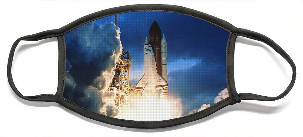 Space Travel Face Mask featuring the photograph Shuttle Lift-off #10 by Science Source