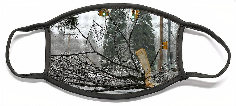 Ice Storm Face Mask featuring the Ice Storm #12 by Ted Kinsman