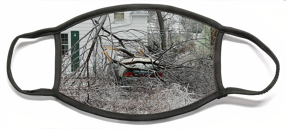 Ice Storm Face Mask featuring the Ice Storm #13 by Ted Kinsman
